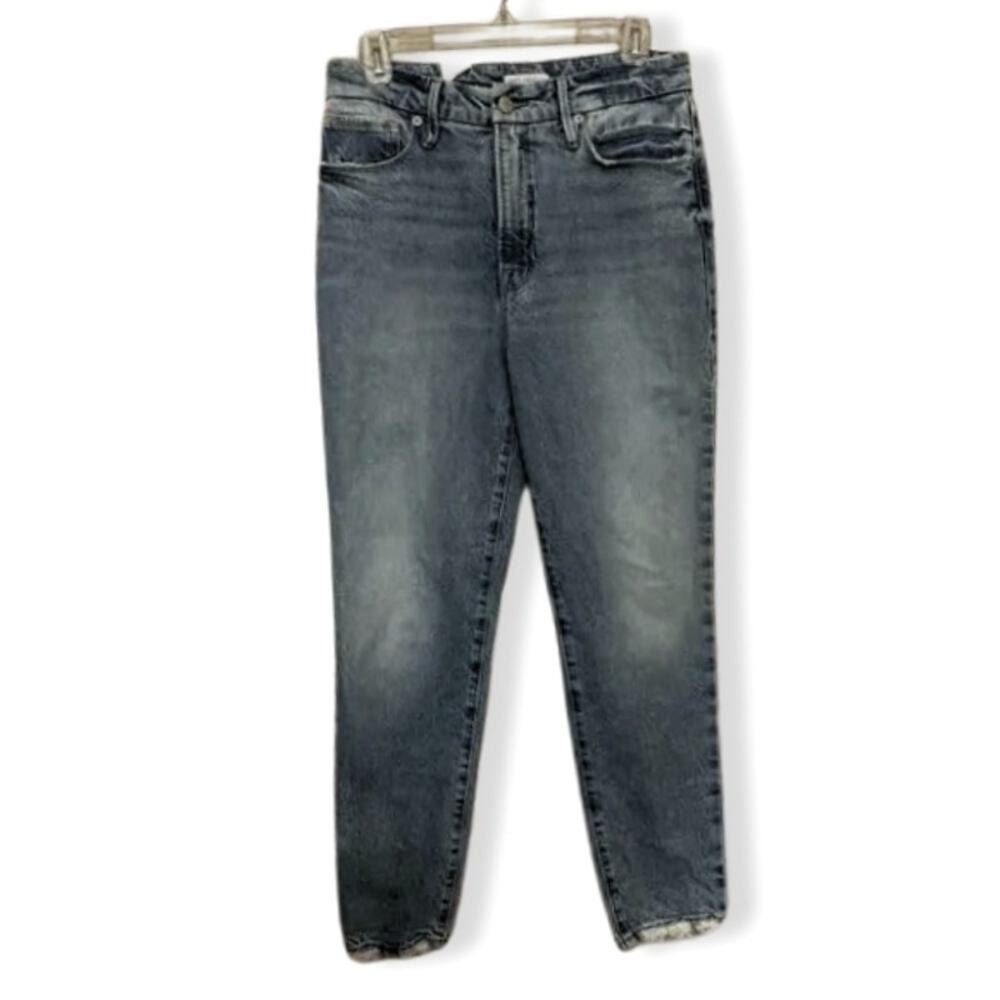 Good American Denim Jeans High Rise Fit Frayed Hem 5-Classic Pockets Blue 25 NWT